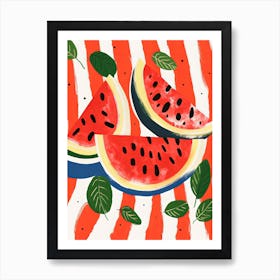 Watermelon Fruit Summer Illustration 4 Art Print