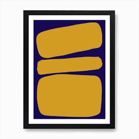 Abstract Bauhaus Shapes 3 Blue & Yellow Art Print