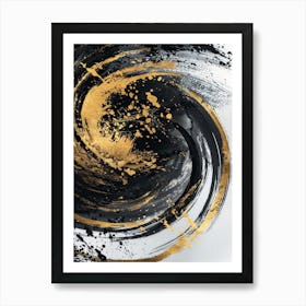 Black And Gold Swirl Canvas Print Art Print