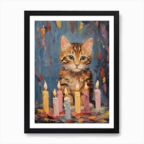 Cat and Candles Art Print