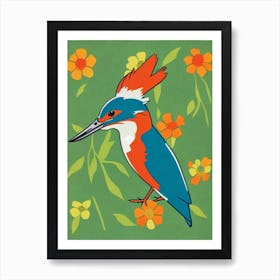 Kingfisher Midcentury Illustration Bird Art Print