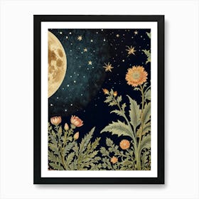 Moon And Flowers Style William Morris 25 Art Print