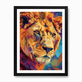 Transvaal Lion Portrait Close Up Fauvist Painting 3 Art Print