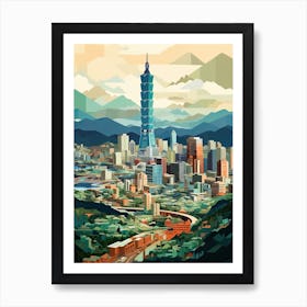 Taipei,Taiwan, Geometric Illustration 3 Art Print