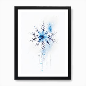 Needle, Snowflakes, Minimalist Watercolour 1 Art Print