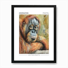 Orangutan Pastel Watercolour 3 Poster Art Print