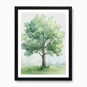 Linden Tree Atmospheric Watercolour Painting 5 Art Print