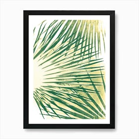 Green Palm Leaves cyanotype Art Print