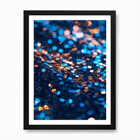 Blue And Gold Glitter Art Print