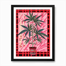 Pink And Red Plant Illustration Dracaena 3 Art Print
