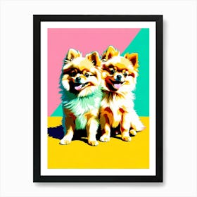 Pomeranian Pups, This Contemporary art brings POP Art and Flat Vector Art Together, Colorful Art, Animal Art, Home Decor, Kids Room Decor, Puppy Bank - 130th Art Print