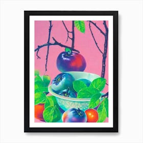 Persimmon Risograph Retro Poster Fruit Art Print