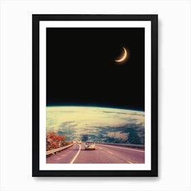 Moon And The Road Art Print