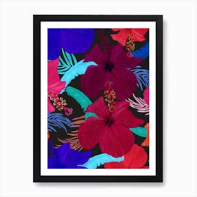 Hibiscus And Leaves Art Print