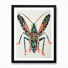 Colourful Insect Illustration Cricket 2 Art Print