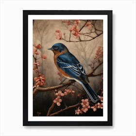 Dark And Moody Botanical Eastern Bluebird 3 Art Print