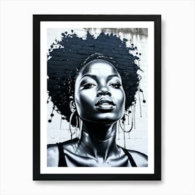 Graffiti Mural Of Beautiful Black Woman 87 Art Print