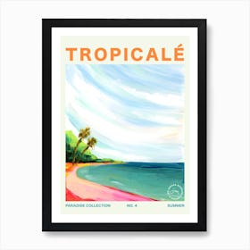 Tropical Palm Trees And Beach Typography Art Print