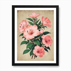 Pink Hibiscus Flower Art Print