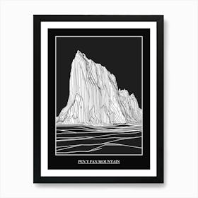 Pen Y Fan Mountain Line Drawing 3 Poster Art Print