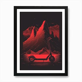 Red Scooter In The Mountains Art Print