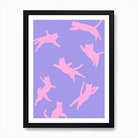 Flying Pink Cats Matisse Cutout Art Print