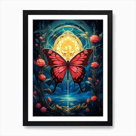 Butterfly In The Moonlight Art Print