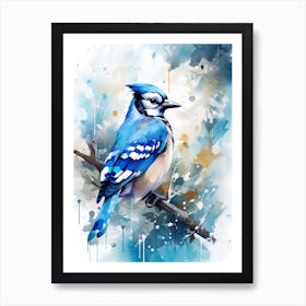 Snowy Blue Jay 2 Art Print