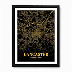 Lancaster Gold City Map 1 Art Print