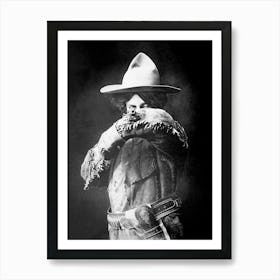 Cowgirl With a Gun, Western Aesthetic, Vintage Black and White Old Photo Art Print