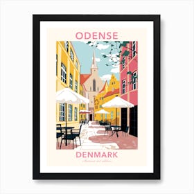 Odense, Denmark, Flat Pastels Tones Illustration 4 Poster Art Print