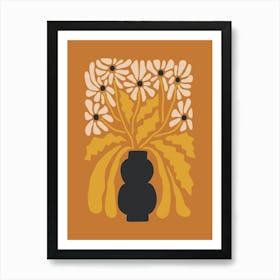 Minimalist Retro Flower Print 2 Orange Art Print