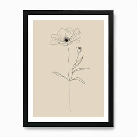 Line Drawing Of A Flower Minimalist Line Art Monoline Illustration Art Print