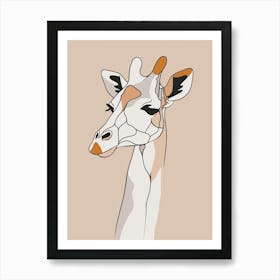 Giraffe - Boho, Line Art 18 Art Print