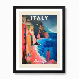 Amalfi Coast Italy Fauvist Painting  Travel Poster Art Print