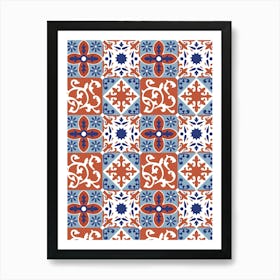 Azulejo - vector tiles, Portuguese tiles, Tile Pattern Art Print