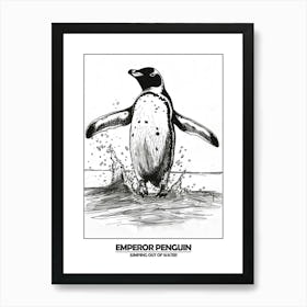 Penguin Jumping Out Of Water Poster 3 Art Print