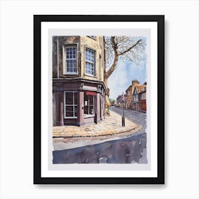 Merton London Borough   Street Watercolour 4 Art Print