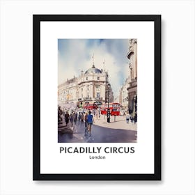 Piccadilly Circus, London 2 Watercolour Travel Poster Art Print