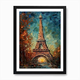 Eiffel Tower Paris France Vincent Van Gogh Style 29 Art Print