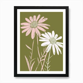 Pink & Green Daisy 3 Art Print