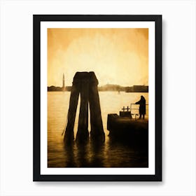 Waiting For The Boat To Venice Art Print