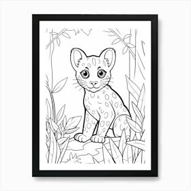 Line Art Jungle Animal Margay 4 Art Print