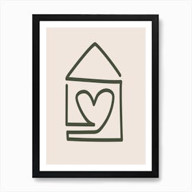 A Home Filled With Love In Beige Line Art Print