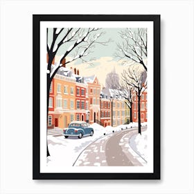 Vintage Winter Travel Illustration Richmond England 2 Art Print