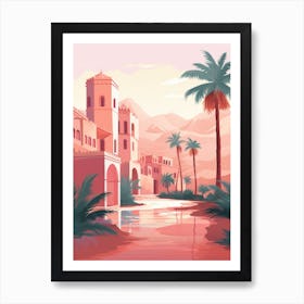 Desert Landscape With Palm Trees Art Print