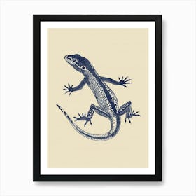 Blue African Fat Tailed Gecko Block Print 3 Art Print