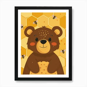 Teddy Bear With Bees Art Print