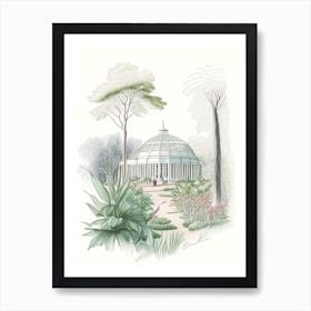 Kew Gardens, United Kingdom Vintage Pencil Drawing Art Print