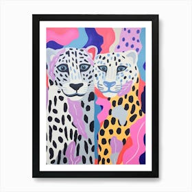 Colourful Kids Animal Art Snow Leopard Art Print